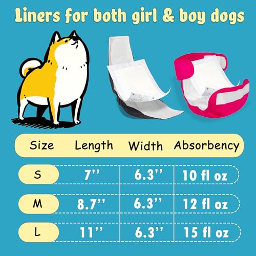 Image of LeapSheep Dog Diaper Liners Pee Pads for Male and Female Dogs, Dog Period Pads, Super Soft Absorbtion Dog Booster Pads Fits Belly Bands, Wraps and Washable Doggy Diapers Female (M, 20)