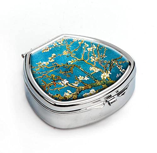 Udoosun Pill Box,Vincent Van Gogh Pill Case For Purse Pocket Pill Organizer Decorative Boxes Silver Single Compartment Travel Medicine Tablet Holder Wallet #TOP1