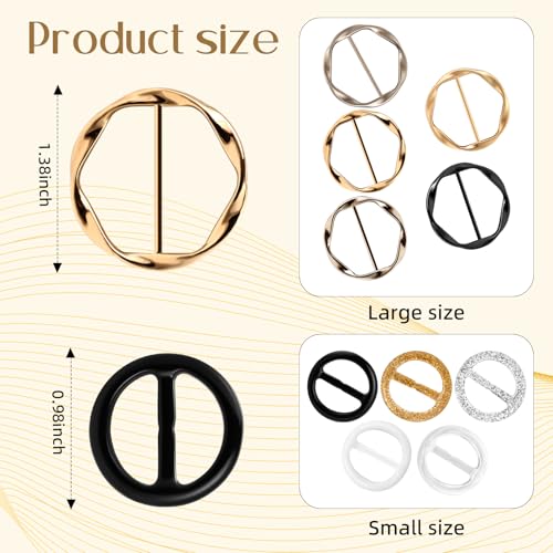 10 Pcs Scarf Ring and Slides for Scarves T Shirt Tie Clips for Women shirt clips for women clothing Shirt Waist Cincher Clips Tightener for Loose Tshirt Clothes Scarf Buckle3