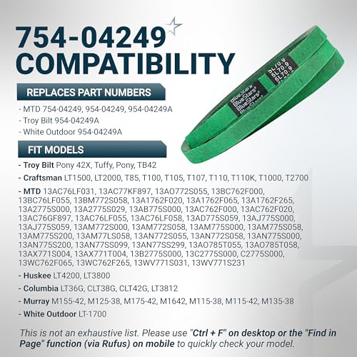 Image of [Upgraded Grip120] BlueStars 954-04249A 754-04249 Lower Drive Belt 70.9 inch
