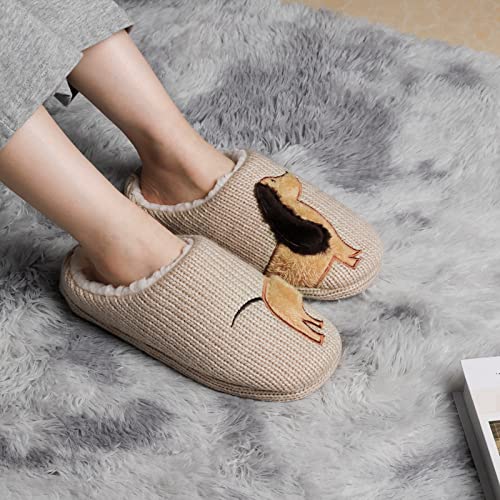 AONETIGER Hausschuhe Damen Winter Warme Flauschige Hausschuhe Plüsch Herren Pantoffeln Bequeme Kunstpelz Gefüttert Rutschfeste Slippers(40/41EU,Brauner Hund)