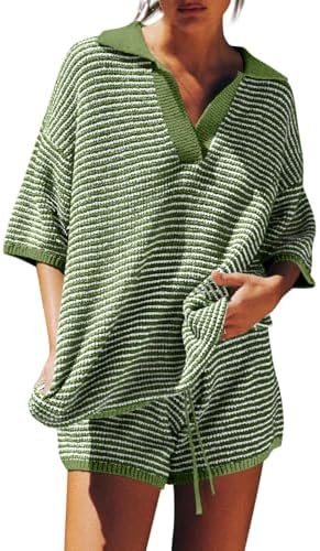 Tankaneo Womens Sweater Set 2 Piece Outfits Oversized 3/4 Sleeve ...