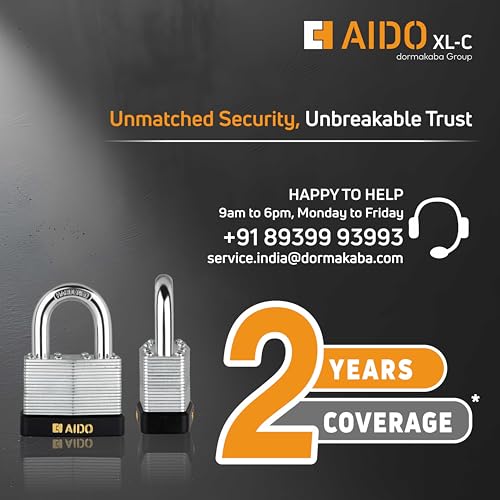 Image of AIDO 40mm Laminated Steel Padlock | Heavy Duty Waterproof Multipurpose Lock for Home, Gates, Shutters, Shops, Warehouses & Trucks | Hardened Shackle, Rust Resistant | 4 Keys | 2 Yr Warranty