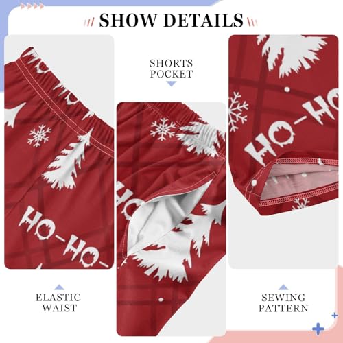 Boys' Pants Winter Christmas Tree Red Checkered Long Bottoms Jogger Pants Elastic Waist Trousers with Pockets S-XL4