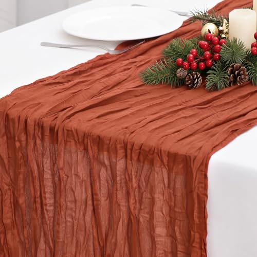 8 Pack Terracotta Cheesecloth Table Runner 120 Inch Boho Wedding Decor