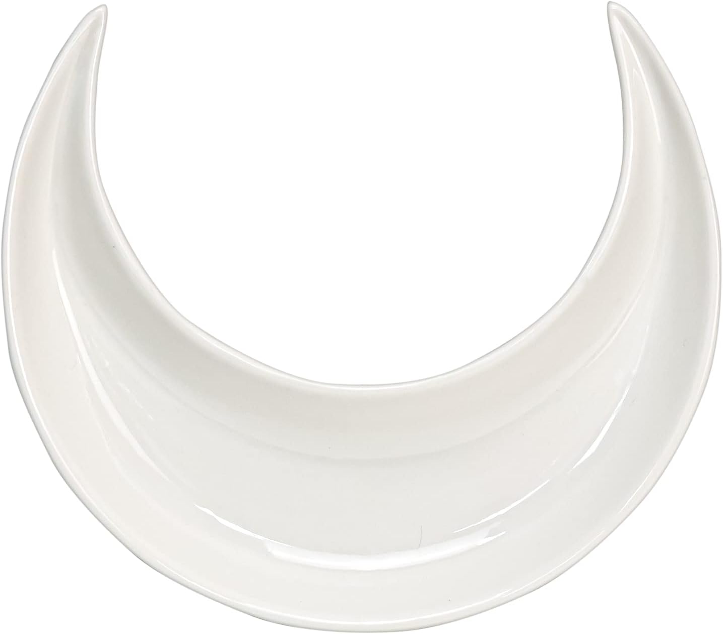 Ceramic Moon Plate Mini Size 6" Inch, White Color Crescent Half Moon Shaped Glossy Dinner Plates for Snacks Desserts Ramadan Eid Home Decoration Serve Tableware Restaurant