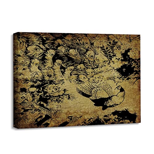 Peinture plumes de paon vintage pour sublimer votre salon moderne