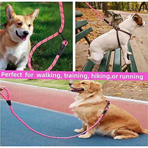 Starkes Hundeleine, 3M/2M,Geeignet für mittelgroße und große Hunde, Mit komfortablem gepolstertem Griff und hoher reflektierender Linie (Pink, 3M×12mm)