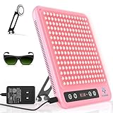 Astarexin Red Light Therapy Panel, 225 Dual-Chip LEDs with 660nm Red & 850nm Near Infrared Light for Face, Skin, Sleep, Body Health, Portable Therapy Panel with Stand & Timer,Pink