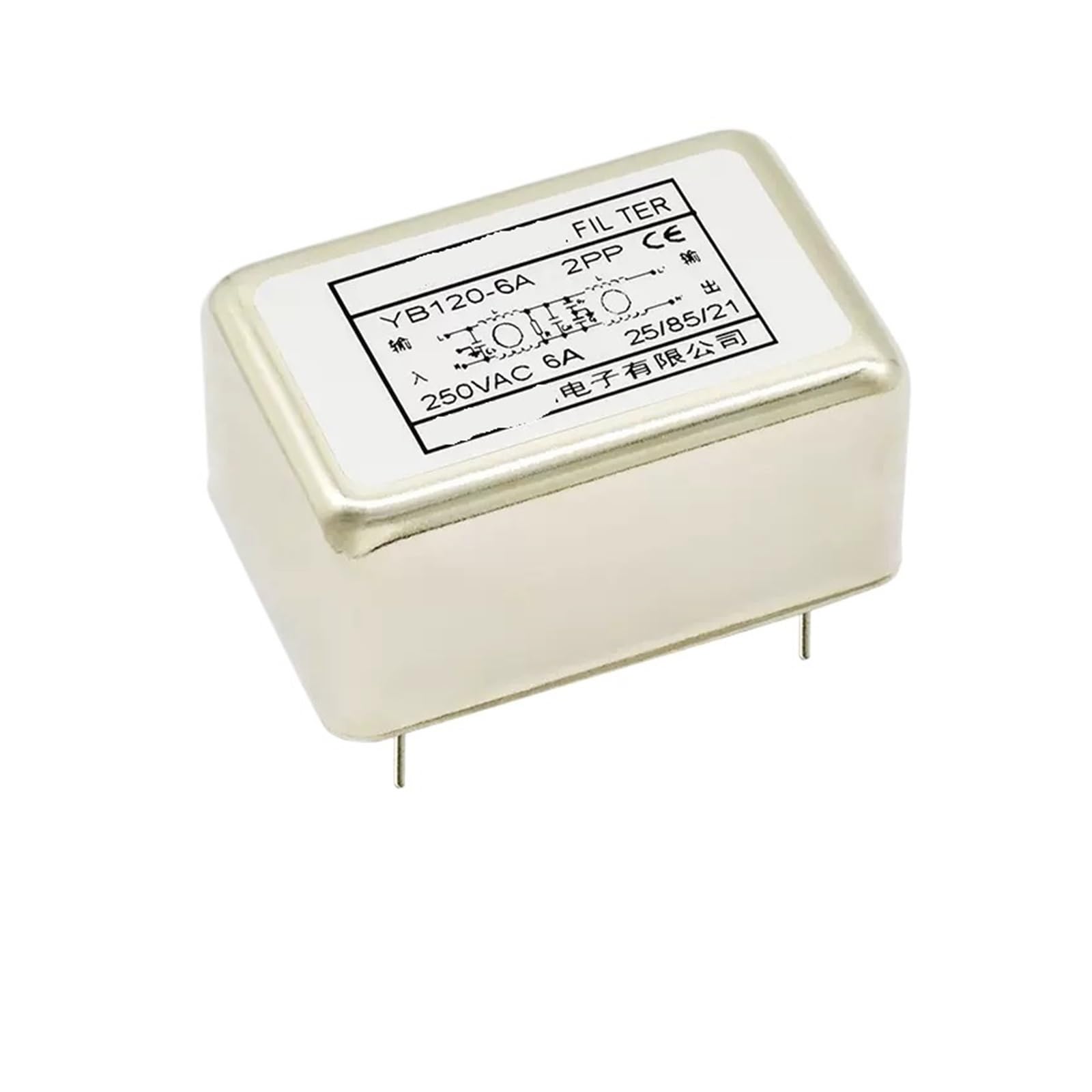 Filtro de potencia tipo pin YB120-6A para placa de circuito impreso doble sección 220V