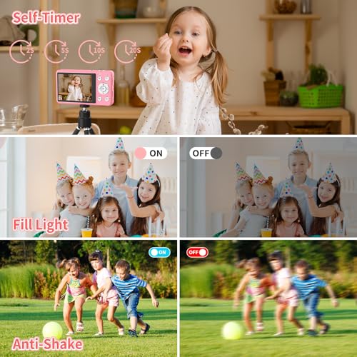 Digital Camera, 4K 64MP UHD 18X Autofocus Digital Zoom with 64GB Micro SD Card 2.8 Inch IPS Screen, Portable Compact Point and Shoot Vlogging Camera for Photography Teens Beginner Adult, Pink by LIIUU - Image 5