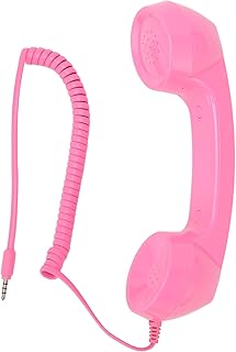 Retro Phone Handset, Retro Vintage Telephone Handset Cell Phone Receiver Mic Microphone Speaker for Mobile Phones, Computers (Pink)
