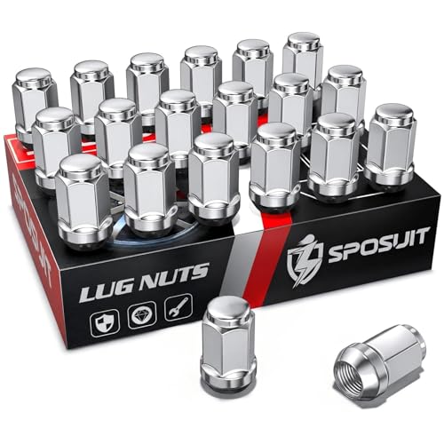 Image of Sposuit 20 Pcs 7 /16-20 Black Lug Nuts, 19mm Hex - Replacement for Chevy | Compatible with 1953-1983 Chevy Corvette, 1967-1982 Camaro, 1964-1983 Malibu, Chrome, Closed End, Aftermarket
