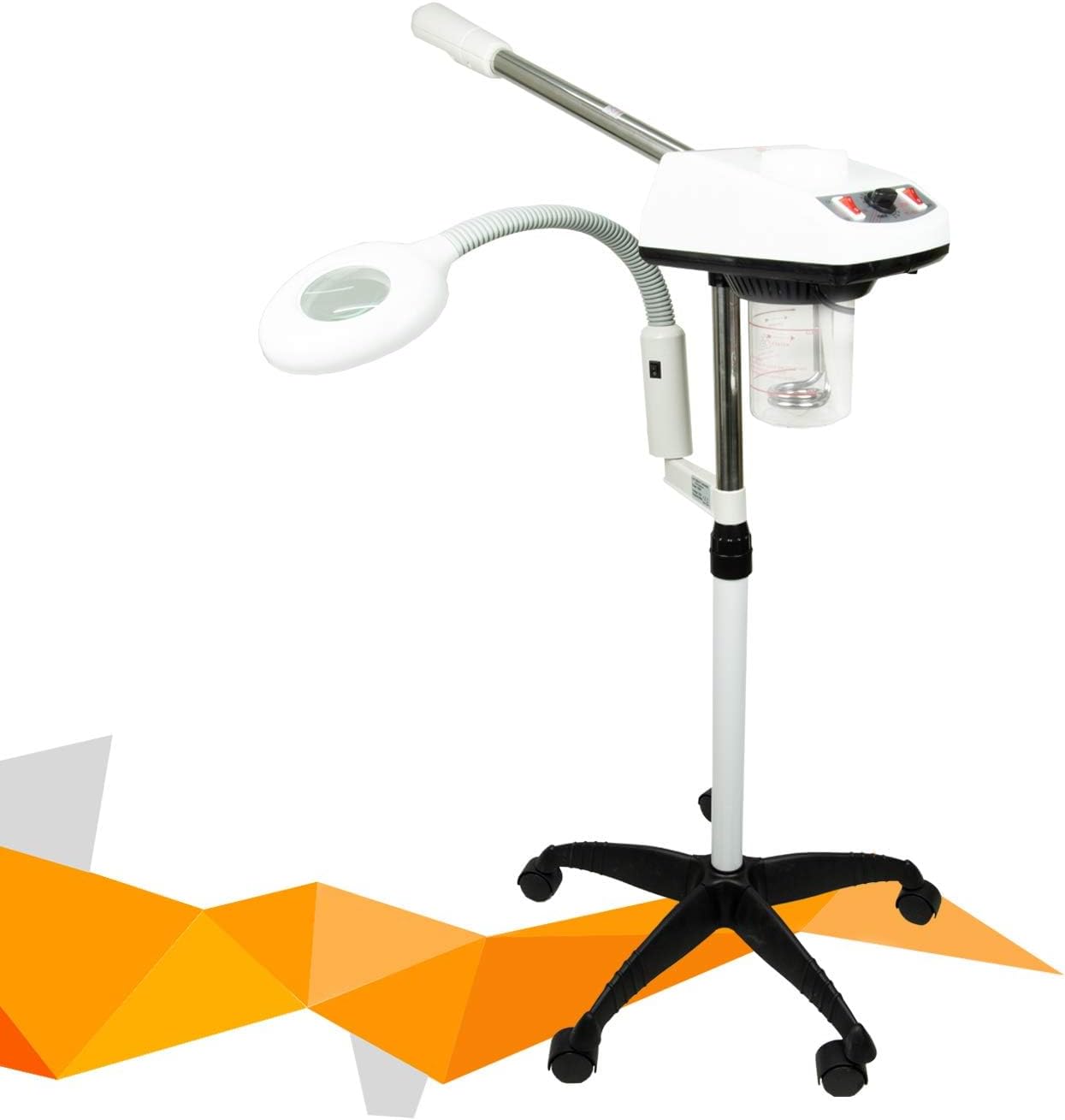 2 in 1 Professional Facial Steamer with 5X Magnifying Lamp, Height Adjustabl, Suitable for Salon SPA Face Care, White