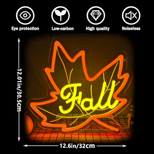 Image of Fall Neon Sign Maple Neon Light for Wall Decor Dimmable Thanksgiving Neon Sign for Thanksgiving Autumn Theme Party Holiday Gift Lamp Decor