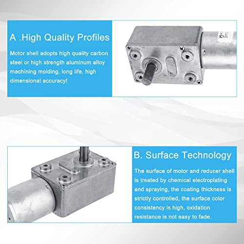 12V DC Worm Gear Motor 15mm Double Output Shaft with Encoder for Speed