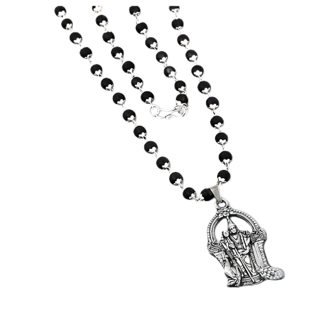 P R PRINTS Natural Karungali Malai with Lord Murugan Locket for Men & Women | Original Ebony Wood Beads Certified Mala | Spiritual Healing Protection Necklace | Tamil Murugan Pendant Mala-picture-10
