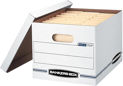 Miniatura 2 de Bankers Box STOR/FILE - Paquete de 12 cajas de almacenamiento de archivos de servicio básico, montaje estándar, tapa abatible, letra/legal,