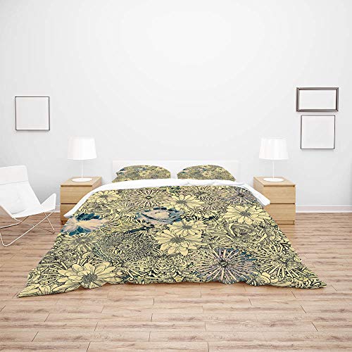 Parure de lit en polyester ultra doux fleurs abstraites CHEHONG - 4