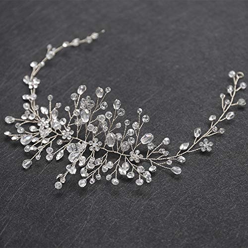 Denifery Crystal Headband Bridal Hair Piece Bridal Hair Accessories Bridal Hair Vine Wedding Headpiece Hair Pieces Wedding Hair Piece Wedding Hair Accessories (Silver) #TOP3