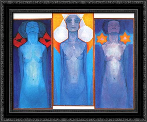 Evolution 24x20 Black Ornate Wood Framed Canvas Art by Piet Mondrian