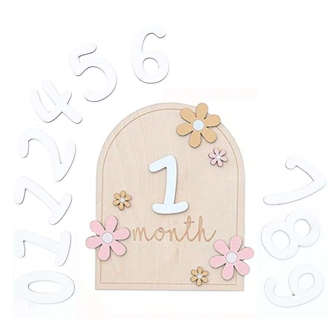 Carte D'Étape Mensuelle Pour Bébé, Bois Fleur Carte D'Étape Pour Bébé Panneau D'Annonce De Bébé Pour Accessoires Photo De Nouveau-Né Enregistrement De La Croissance De Bébé