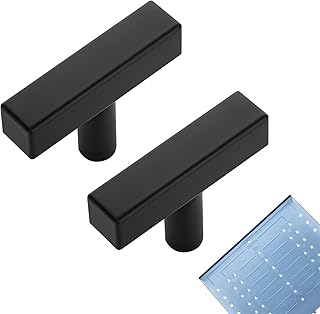 Ravinte 20 Pack Cabinet Knobs and Pulls - 2 Inch Matte Black Handles, Single Hole Square T Knobs for Kitchen Cabinets and Drawers - With Mounting Template