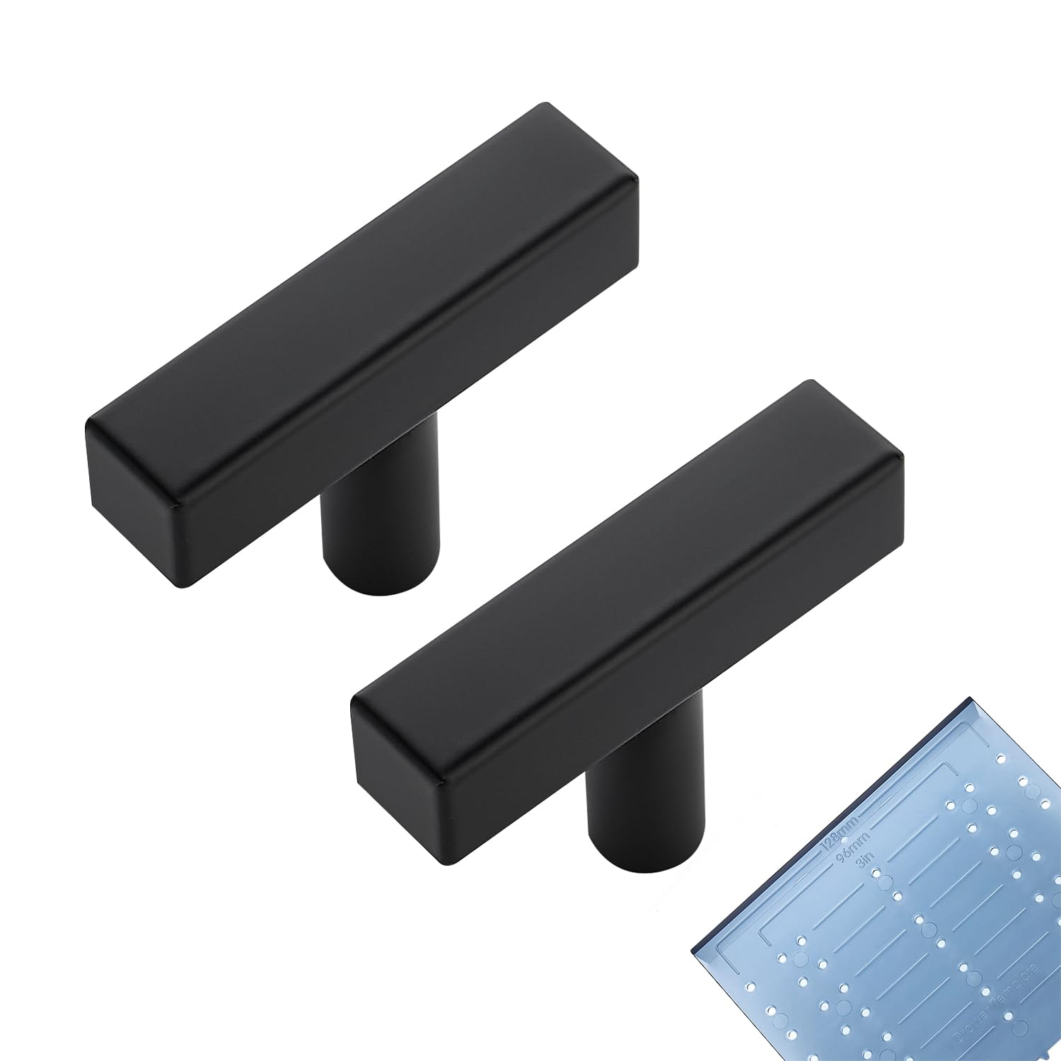 Ravinte Square Cabinet Knobs, 10 Pack 2" Cabint Handles, Matte Black
