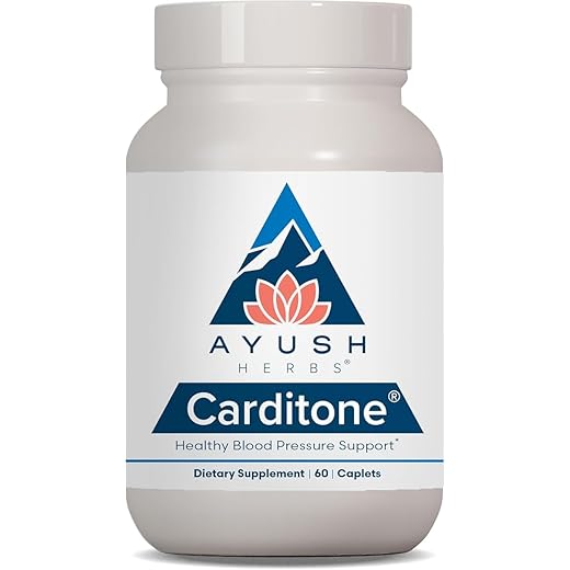Ayush herbs carditone, doctor-formulated natural blood-pressure support, trusted for over 30 years, ayurvedic herbal supplement, 60 vegetarian tablets