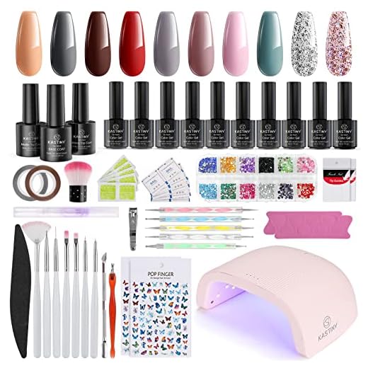Kit Uñas Semipermanentes, Kastiny Esmaltes Semipermanentes Kit Completo, 10 Colores Kit Uñas de Gel con 72W Lámpara Uñas UV LED, Base y Top Coat, Accesorios para Manicura