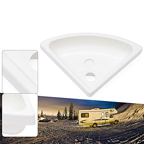 Ceramic Bathroom Corner Sink, Boat Caravan Rv Camper White Triangular Sink Small Wall Mount Vessel Sink Triangle Cloakroom Basin Mini Vanity Space Bathroom Sink, Faucet Is Not Included #TOP7