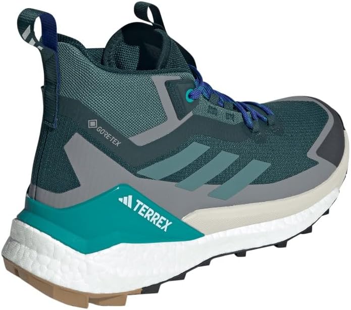 adidas Mens Terrex Free Hiker 2.0 Goretex Hiking Shoes, Aurora Ivy/Preloved Teal/Grey, 12.5 Medium