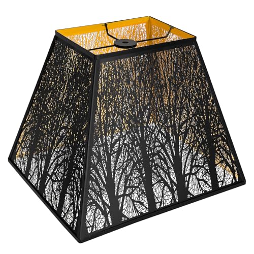 Lampshade Black Lamp Shade (8+6)" Top x (14+12)" Bottom x 11" High (Spider Fitter) Metal Square Lamp Shades for Table Lamps, Floor Lamp and Bedside Li