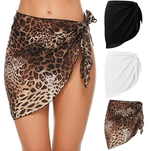 TYXHXTF 3 Stück Damen Strand Wrap Sarong, Strandtuch Wickeltuch Strandrock, Sexy Pareo Kurz Bikini Cover Up Wickelrock Strandkleid
