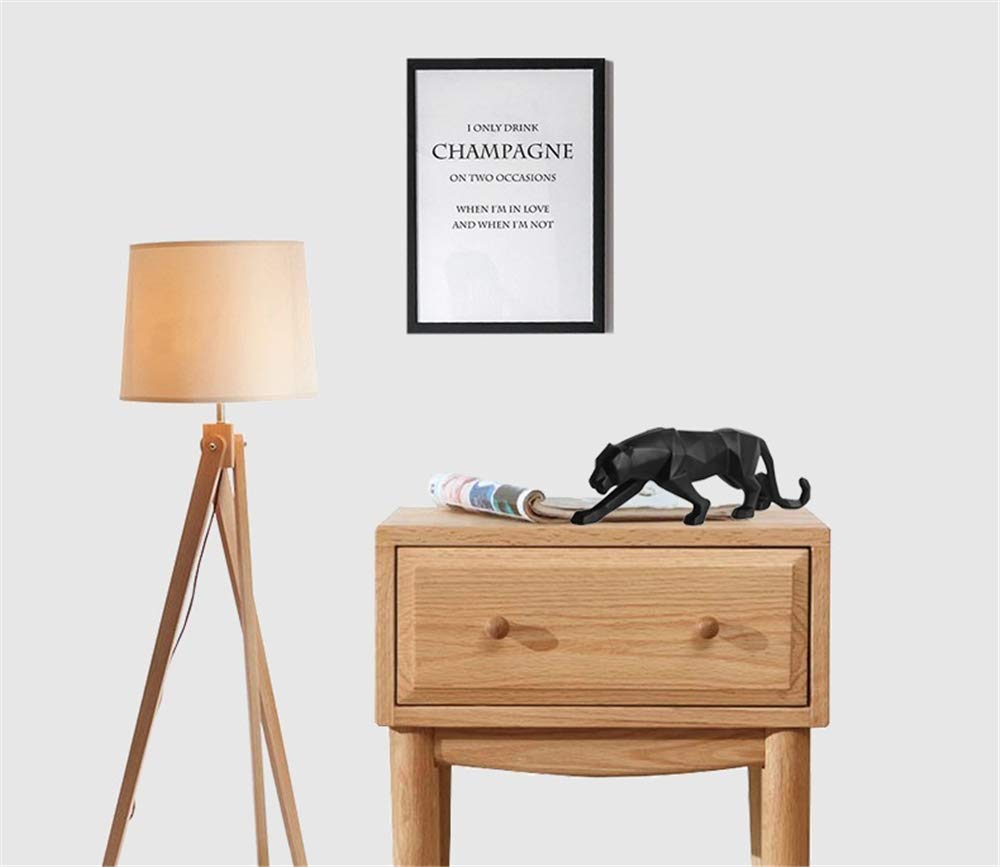 Uterstyle - Escultura de leopardo de resina, estatua geométrica de animales silvestres, figura de animal para decoración del hogar, estatua de gato grande, leopardo, león, jaguar (negro)