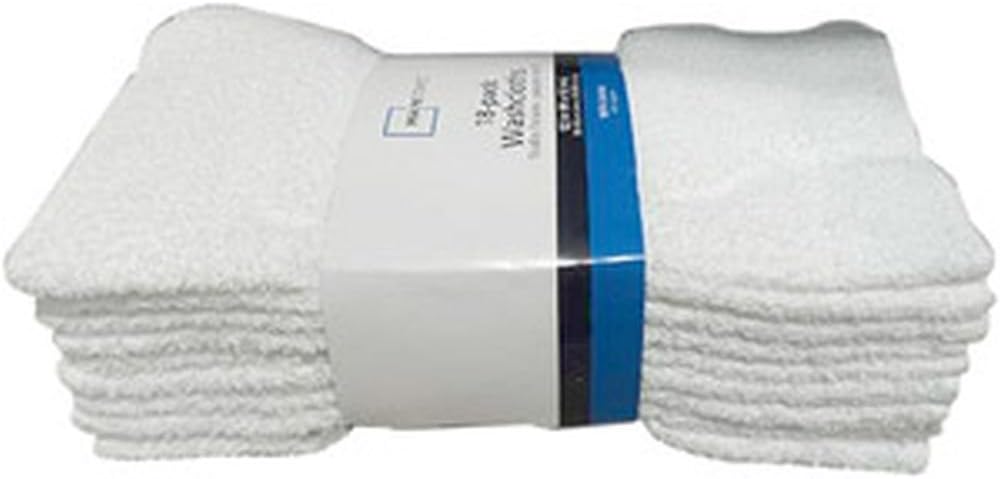 White Cotton Washcloth Pack - 18 Count