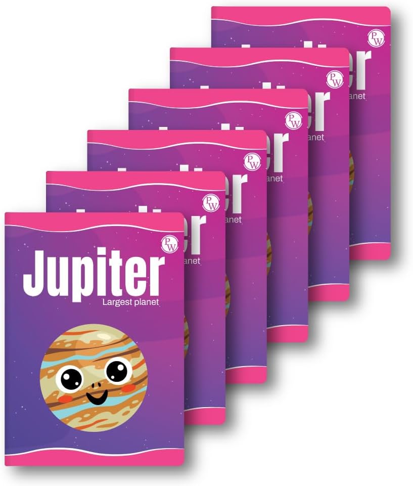 PW Physics Wallah 172 Pages Children Notebook | Math 10 mm Box Set of 6 - Jupiter