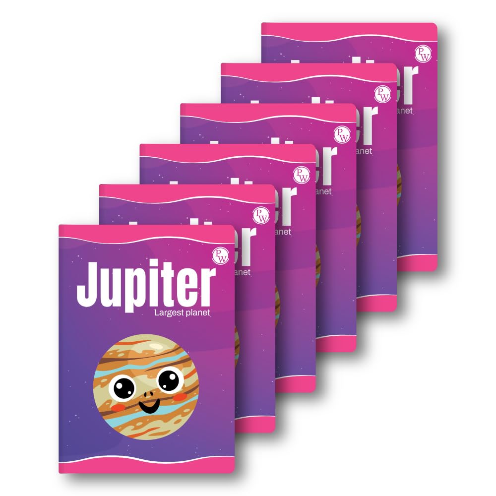 PW Physics Wallah 172 Pages Children Notebook | Math 10 mm Box Set of 6 - Jupiter