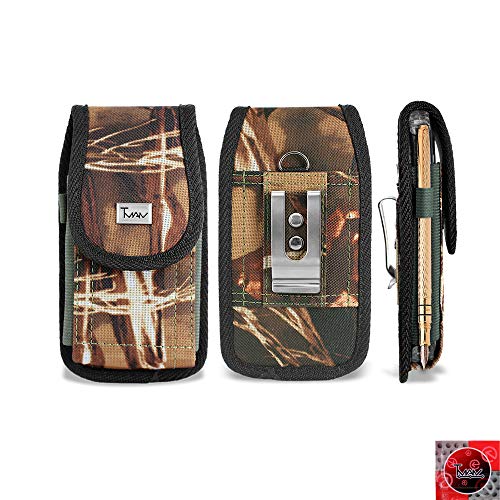 for LG Aristo 3 / LG Aristo 2 / Aristo 5 Canvas Pouch XL Fit Rugged Canvas Pouch case with Metal [Belt Loop & Holster] (Fit W OTTERBOX Defender, Commuter,LifeP, Mophie (Cammouflage)