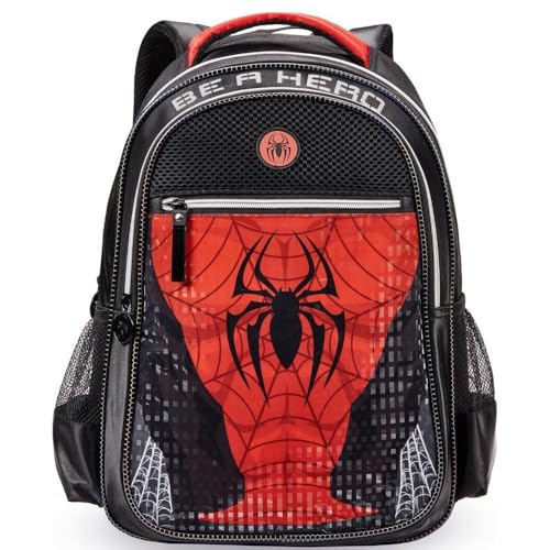 Mochila Infantil Spider Design Aranha, Preto e Vermelho