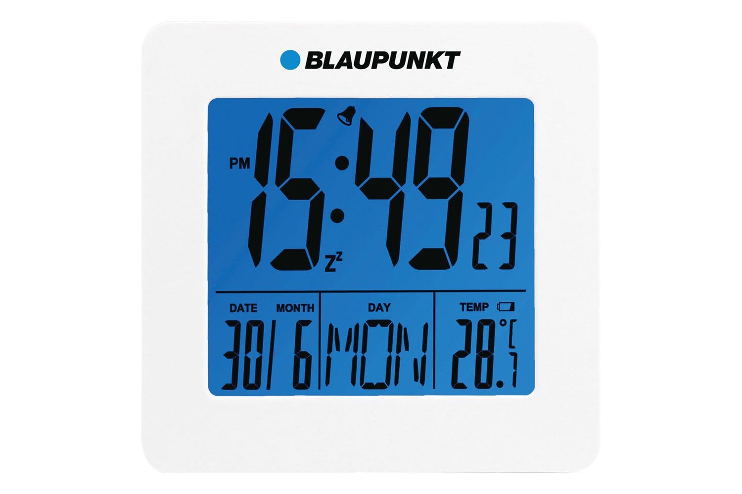 Blaupunkt White Cl02wh Alarm Clock With Lcd Display Thermometer Date Clock