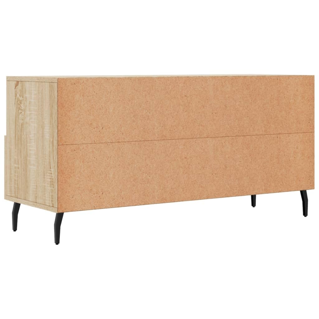 Szafka pod telewizor dąb Sonoma 102 x 36 x 50 cm, materiał drewnopochodny, wytrzymały mebel multimedialny z 3 szufladami, nowoczesny design do salonu, dużo miejsca do przechowywania