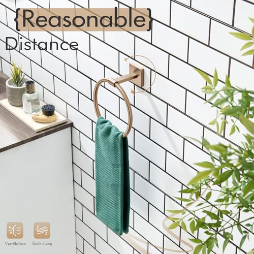 Image of KOKOSIRI Hand Towel Holder Wall Mounted Towel Ring Bathroom Accessories Shower Towel Hanger Rack Stainless Steel Champagne Bronze, B3010CPG (Pack of 2)