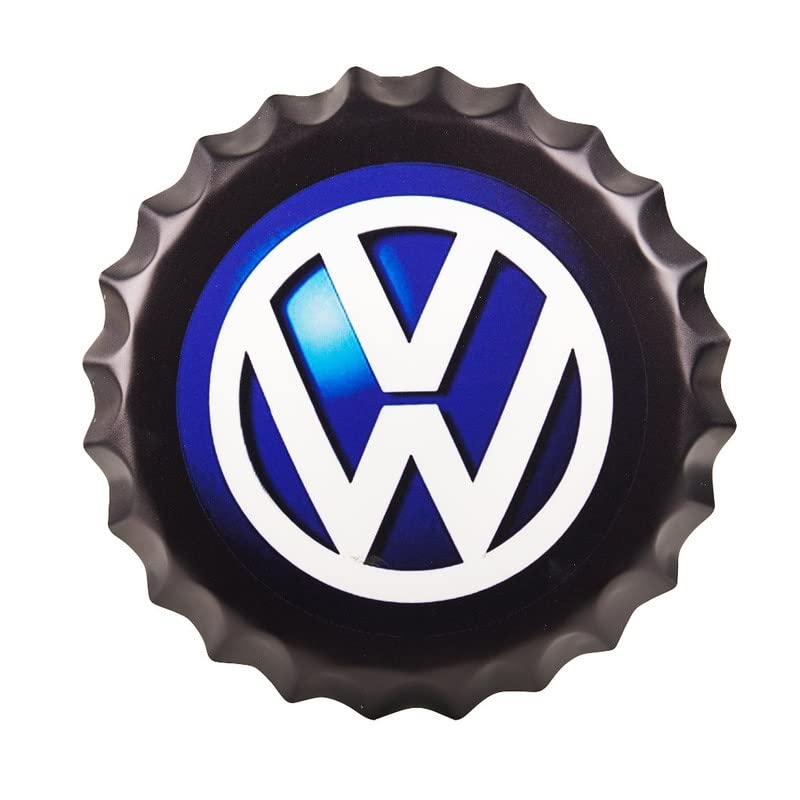 EAZYWAGON Decorative Metal Bottle Caps Wall Sign Plates - 14X14 Inches – Volkswagan Car Metal Sign Wall Hanging Bottle Cap for Home, Farmhouse, Bar & Cafe Decoration | Vintage & Retro Look Plaques