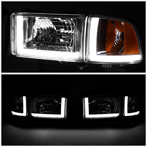 Image of DNA MOTORING HL-LB2-DR944-CH-AM Chrome /Amber LED DRL Headlight Compatible with 94-01 Dodge Ram 1500 Compatible with 94-02 Dodge Ram 2500 3500