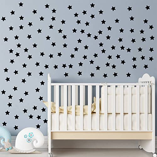 100 Pcs/Set Star Decal For Wall Sticker Removable Peel And Stick Vinyl Decoration Home Bedroom Living Room Nursery Diy Patten Decor Ymx64 (Black) #TOP2