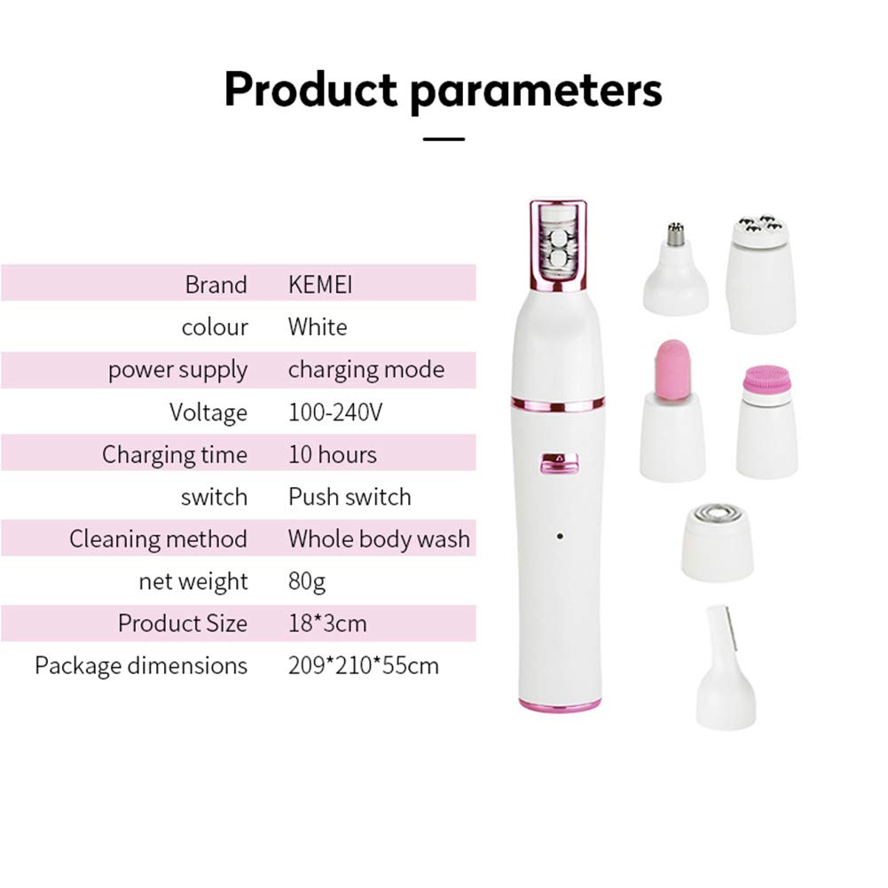 Epilatore femminile, rifinitore bikini ascellare facciale, epilatore indolore multifunzionale ricaricabile 7 in 1