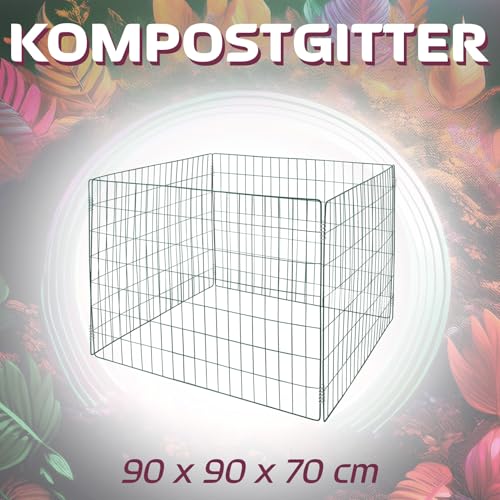 Komposter Metall Kompost Metallkomposter Kompostbehälter Kompostgitter 90 x 90 x 70 cm grün Garten Gitter Kompost Kompostierer V2Aox