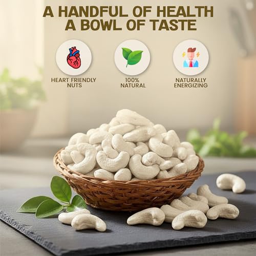 Image of Premium Cashew 500gm | Whole & Crunchy Kaju Dry Fruits | Fresh, Natural & Carefully Selected Unsalted Cashew Nuts for Daily Use, Snacking, Cooking & Sweets