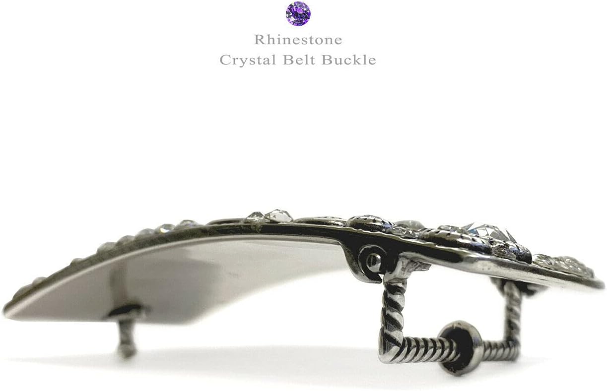 HA0850 Rhinestone Crystal Belt Buckle Antique/Brass Rectangle Floral Engraved Buckle - Image 7